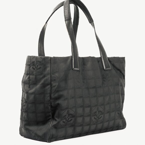 Chanel Travel Line Black Nylon CC-Jacquard Tote - Picture 2 of 10